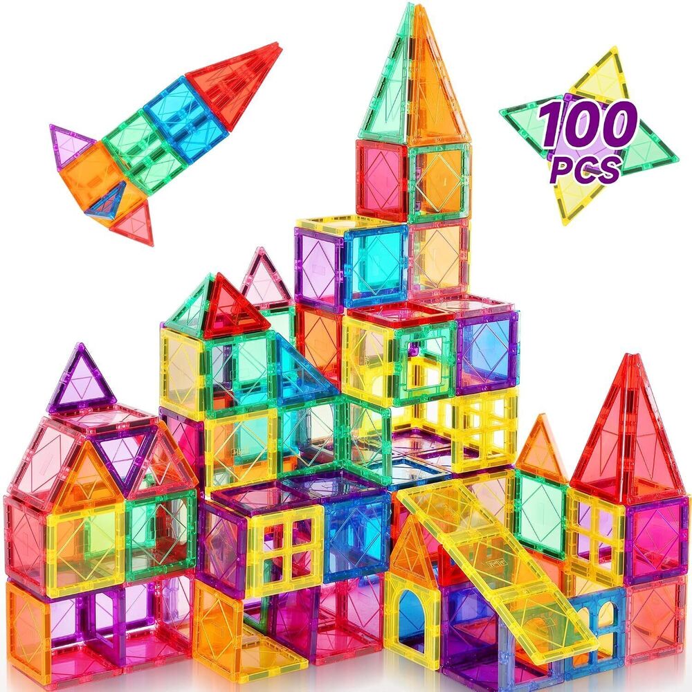 Magnetic Building Blocks 100 Pcs Kids Tiles Toy Set